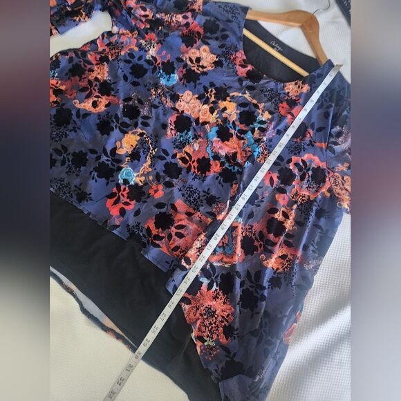 Calessa Embroided Blue and Orange Tunic Top Tunic Blouse - Picture 6 of 8